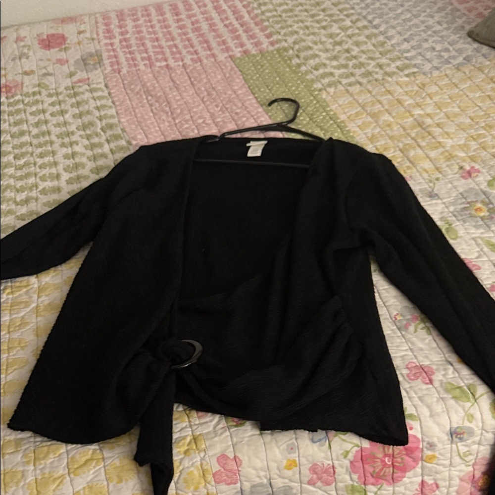 H&M Black Women's Cardigan with Tie-Front